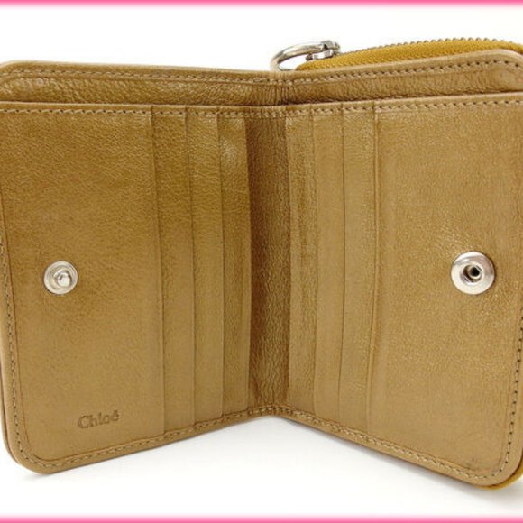 Chloe Wallet Purse Bifold Gold Woman Authentic Used - Picture 3 of 5